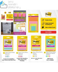 3M Post-it Lengkap murah barang Perlengkapan Kantor 3M Post-it 3321 Super Sticky Note 76x76mm 135 Sheets (SSHAB-B Havana