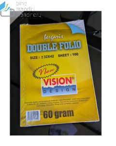 Foto Blank Lined Writing Paper New Vision Kertas Bergaris Double Folio 100 lbr merek Gelatik Kembar