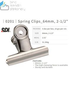 Katalog atk SDI 0201 Round Spring Clips 64 mm (2.5") Stainless Steel Klip Penjepit dan gambarnya